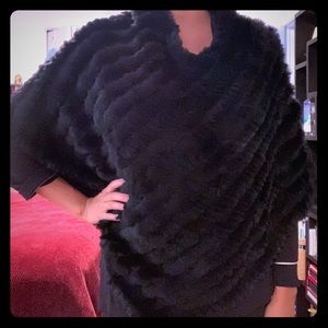 Genuine rabbit fur poncho